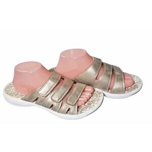 Coral Bay Gold Multiple Adjustable Strap Open Toe Sandals - Size 10